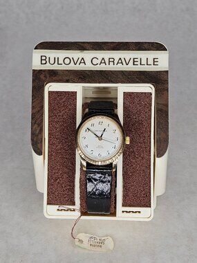 Vintage Bulova Caravelle Men's Watch Wristwatch Leather Band with Box
